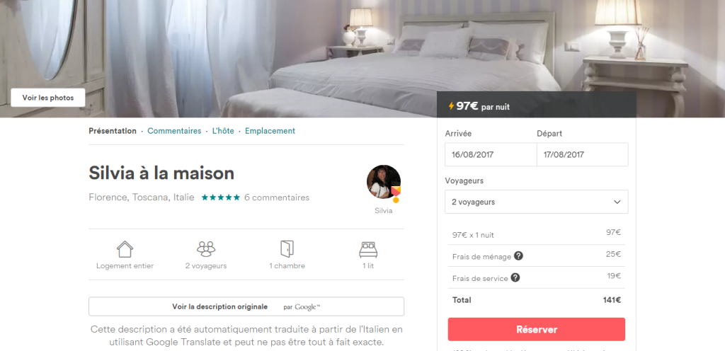 exemple appartement d'airbnb à flrorence